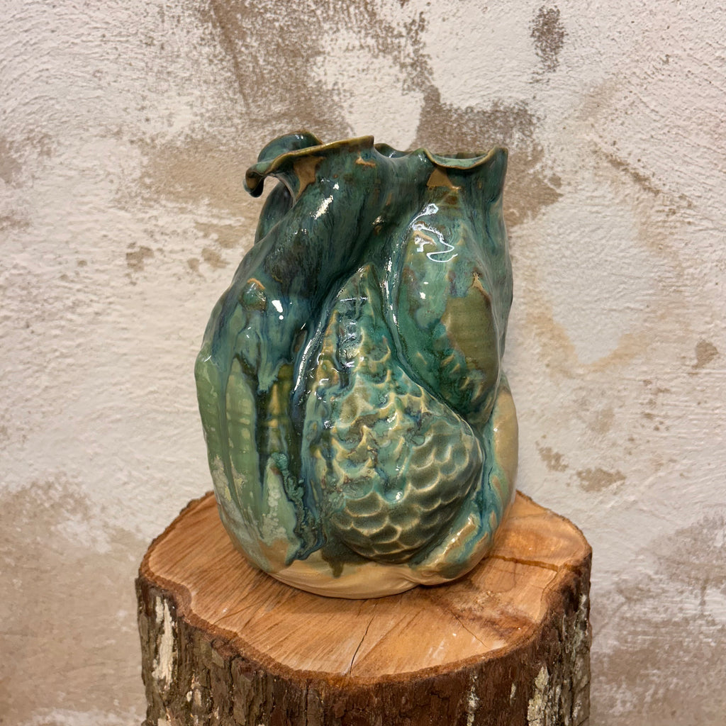 Koral-vase, Grøn bombeglasur