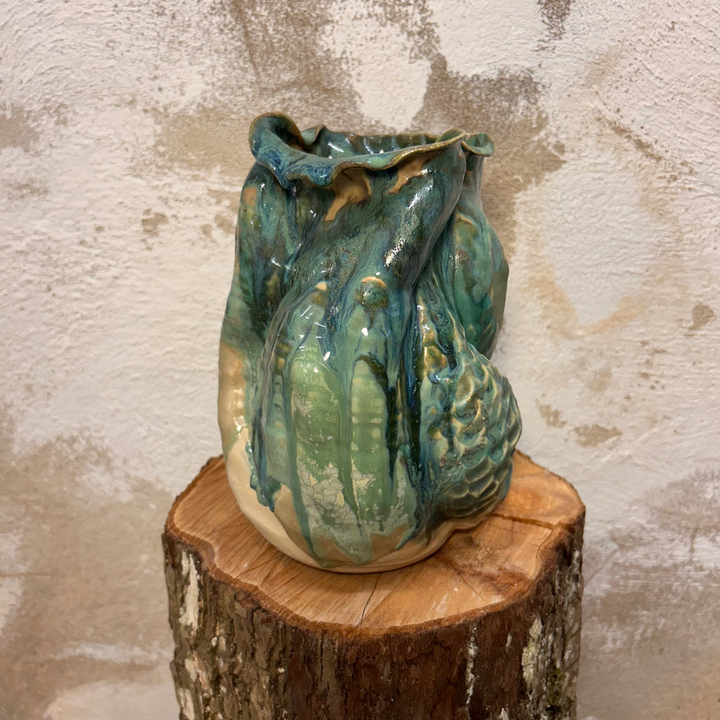 Koral-vase, Grøn bombeglasur