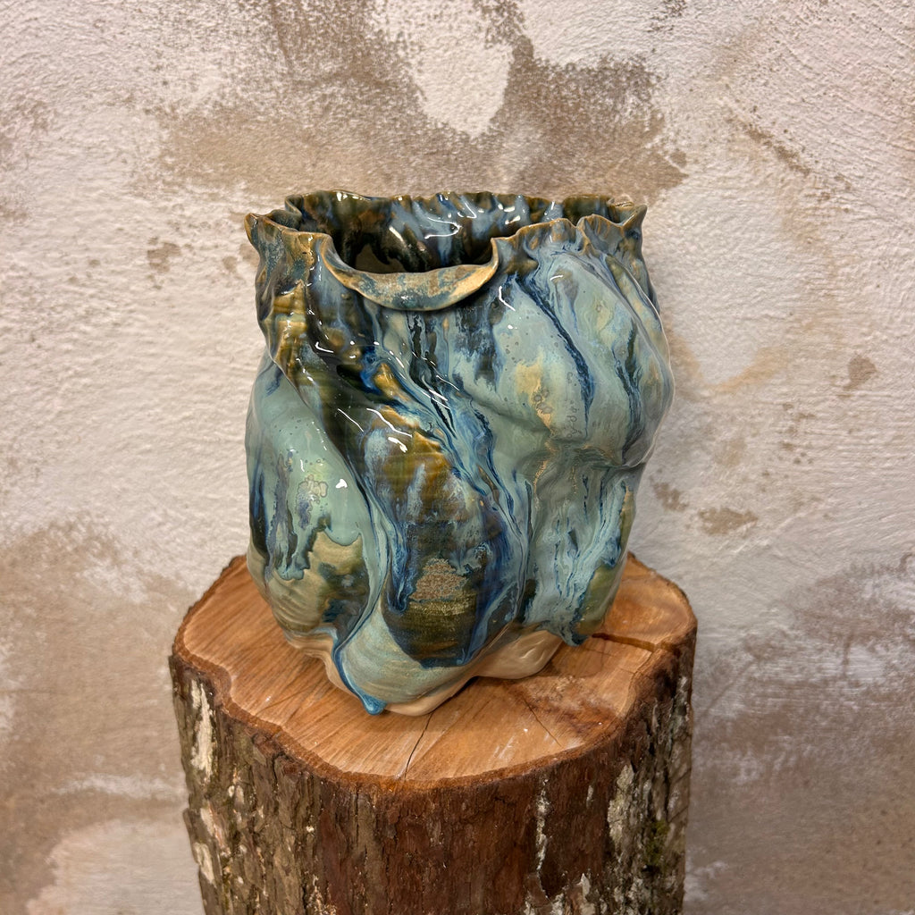 Koral-vase, Blå bombeglasur