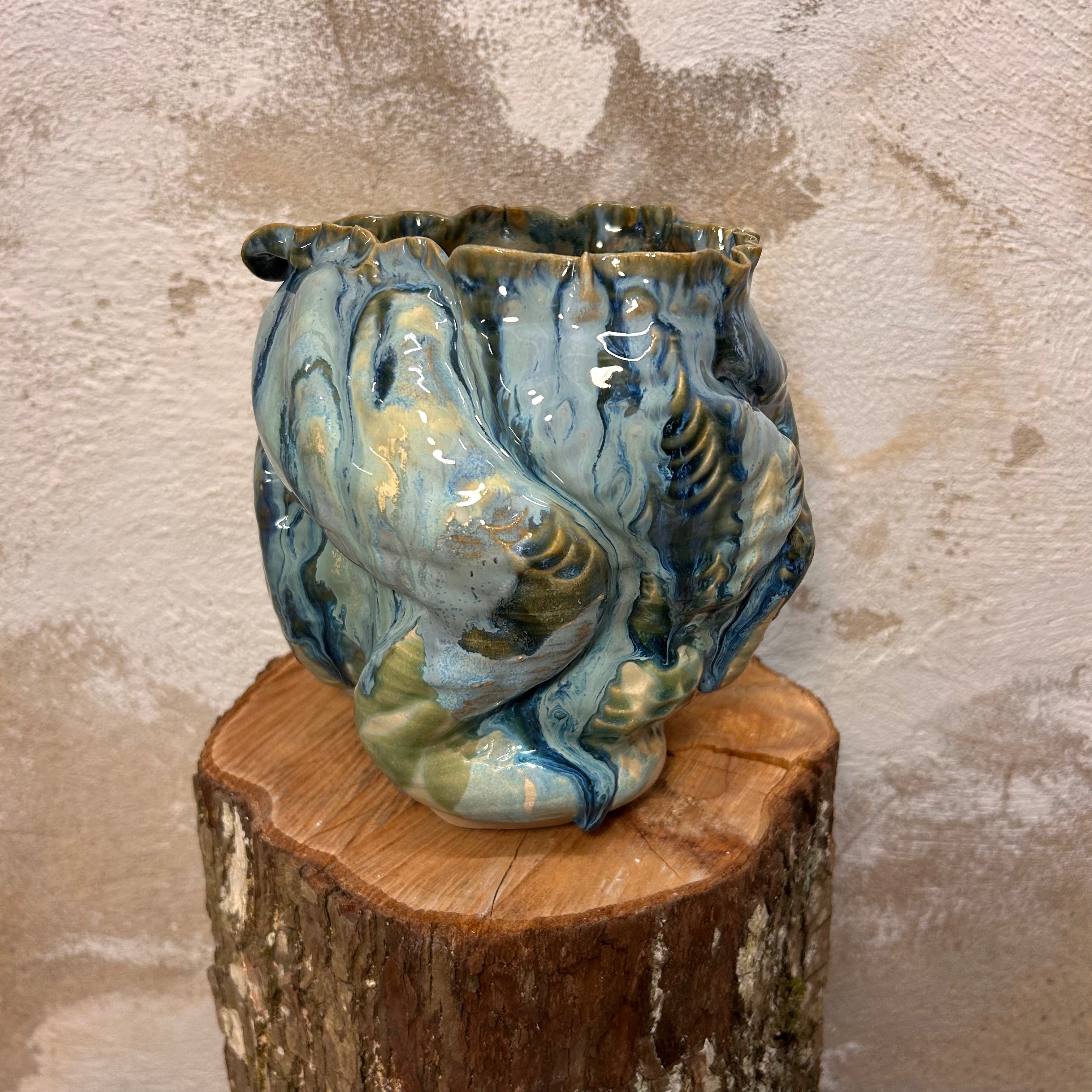 Koral-vase, Blå bombeglasur