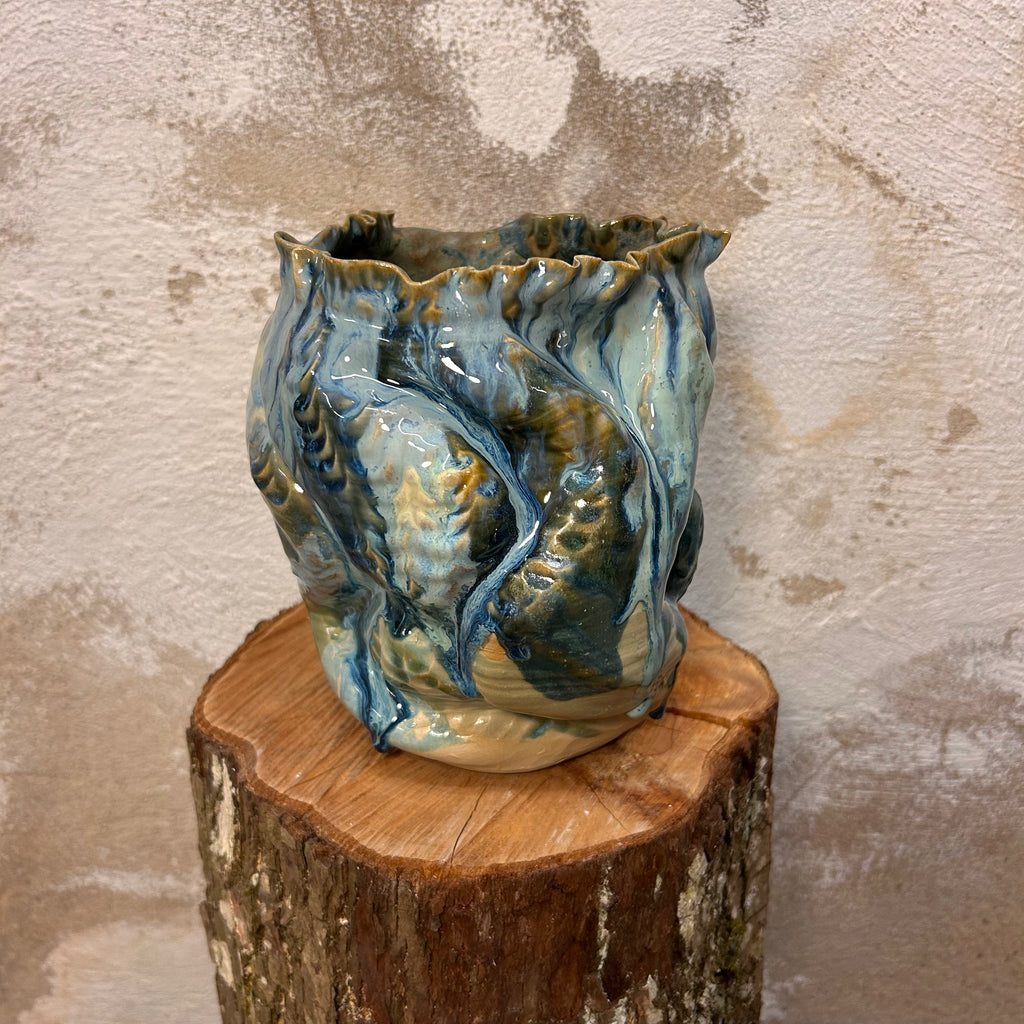 Koral-vase, Blå bombeglasur